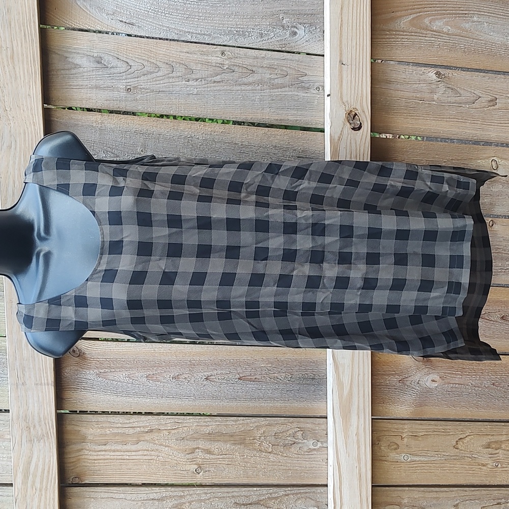 🏵️ Eileen Fisher Brown Plaid Silk Tunic Shirt